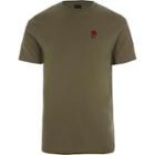 River Island Mens Rose Chest Embroidered Slim Fit T-shirt