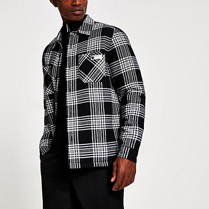 River Island Mens Check Long Sleeve Quilted Overshirt