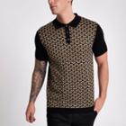 River Island Mens Geo Knit Slim Fit Polo Shirt