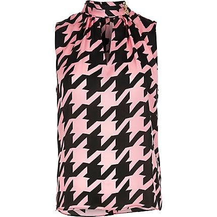 River Island Womens Petite Dogtooth Check High Neck