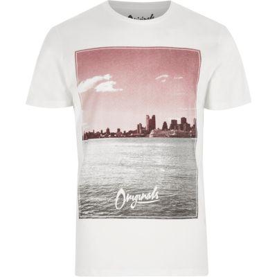 River Island Mens White Jack And Jones Skyline Photo T-shirt