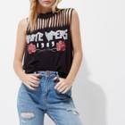 River Island Womens Petite Slashed Band Print Tank Top