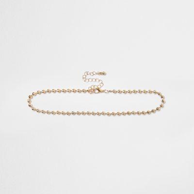 River Island Womens Gold Tone Bead Chain Choker
