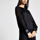 River Island Womens Pleated Split Long Sleeve Top
