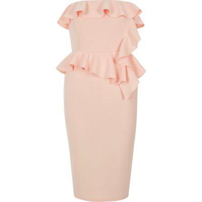 River Island Womens Frill Strapless Bodycon Dress