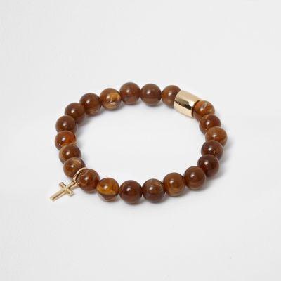 River Island Mens Bead Cross Bracelet