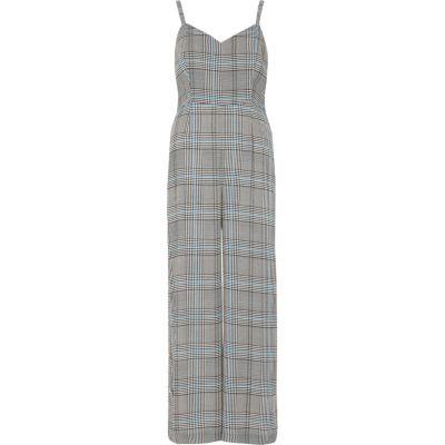 River Island Womens Petite Check Popper Side Jumpsuit