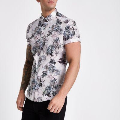River Island Mens Floral Short Sleeve Shirt