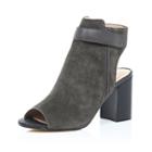 River Island Womens Suede Peep Toe Heeled Ankle Boots