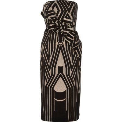 River Island Womens Knot Front Geo Bandeau Bodycon Dress