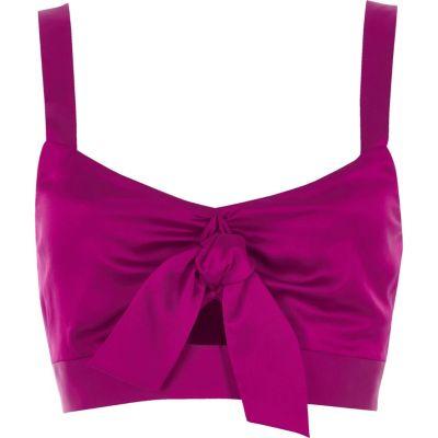 River Island Womens Satin Tie Front Crop Top