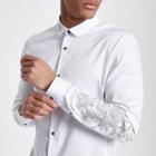 River Island Mens White Floral Embroidered Slim Fit Shirt