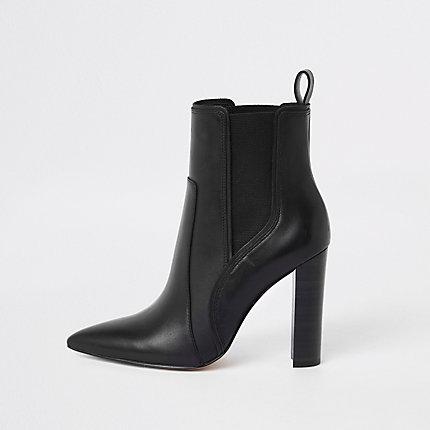River Island Womens Leather Pointed Western Heeled Boot