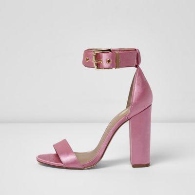 River Island Womens Satin Two Part Block Heel Sandals