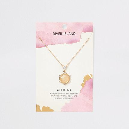 River Island Womens Gold Colour Citrine Necklace