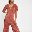 River Island Womens Rust Plisse Loose Fit Top