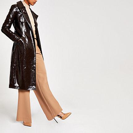 River Island Womens Croc Embossed Belted Trench Coat