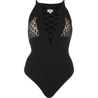 River Island Womens Mesh Lattice Bodysuit