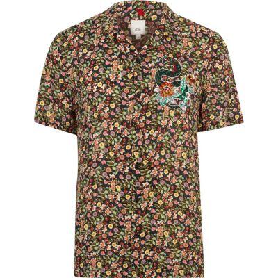River Island Mens Floral Print Embroidered Shirt