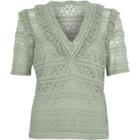 River Island Womens Lace V Neck Fitted Top