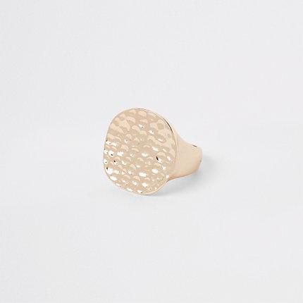 River Island Womens Gold Tone Chunky Battered Disc Ring