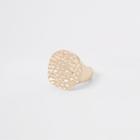 River Island Womens Gold Tone Chunky Battered Disc Ring