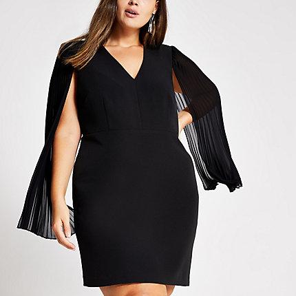 River Island Womens Plus Pleated Sleeve Mini Dress