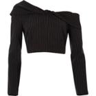 River Island Womens Pinstripe Twist Bardot Crop Top