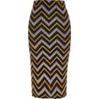 River Island Womens Metallic Zig Zag Pencil Skirt