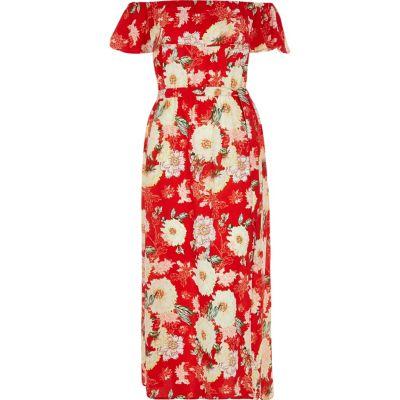 River Island Womens Ri Plus Floral Print Bardot Maxi Dress