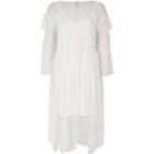 River Island Womens Dobby Mesh Frill Bell Sleeve Midi Dress