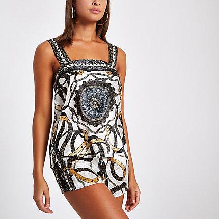 River Island Womens Scarf Print Satin Cami Pyjama Top