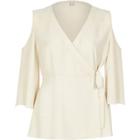 River Island Womens Wrap Front Cold Shoulder Top