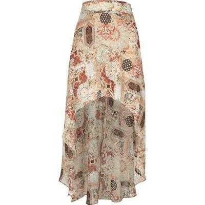 River Island Womens Print Chiffon Maxi Skirt
