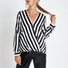 River Island Womens Stripe Tuck Front Long Sleeve Blouse