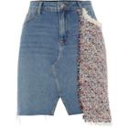 River Island Womens Denim Faux Pearl Embellished Skirt