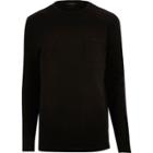 River Island Mensblack Long Sleeve Pocket Sweat