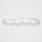 River Island Womens Silver Tone Wavy Rhinestone Choker