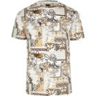 River Island Mens White Baroque Print Muscle Fit T-shirt