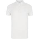 River Island Mens White Essentials Ribbed Muscle Fit Polo Shirt
