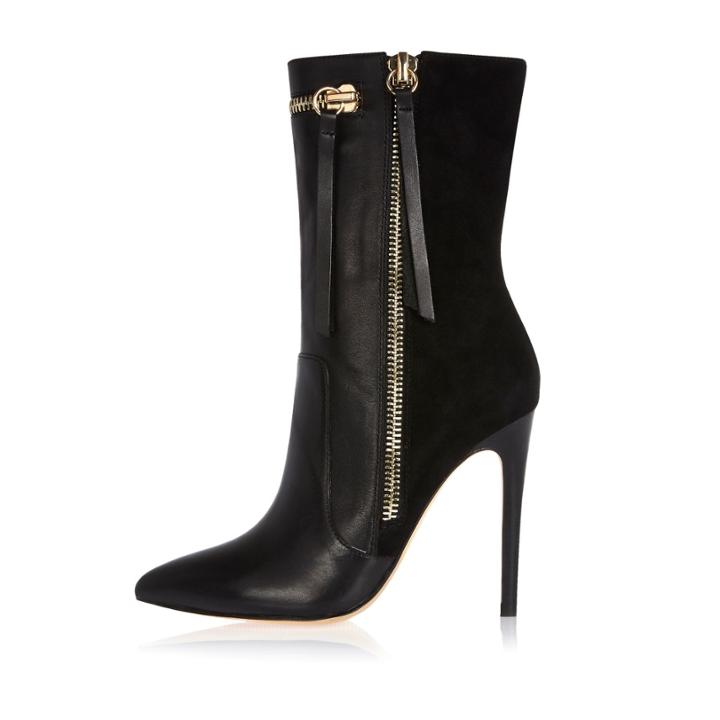 River Island Womens Leather Ri Studio Heeled Ankle Boots