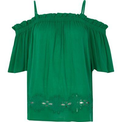 River Island Womens Crochet Hem Bardot Top