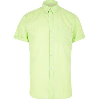 River Island Mens Neon Linen-rich Short Sleeve Shirt