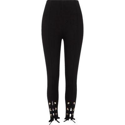 River Island Womens Eyelet Tie-up Hem Leggings