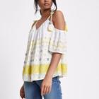 River Island Womens Embellished Tassel Cold Shoulder Top