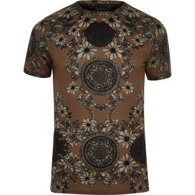 River Island Mens Printed Short Sleeve Slim Fit T-shirt
