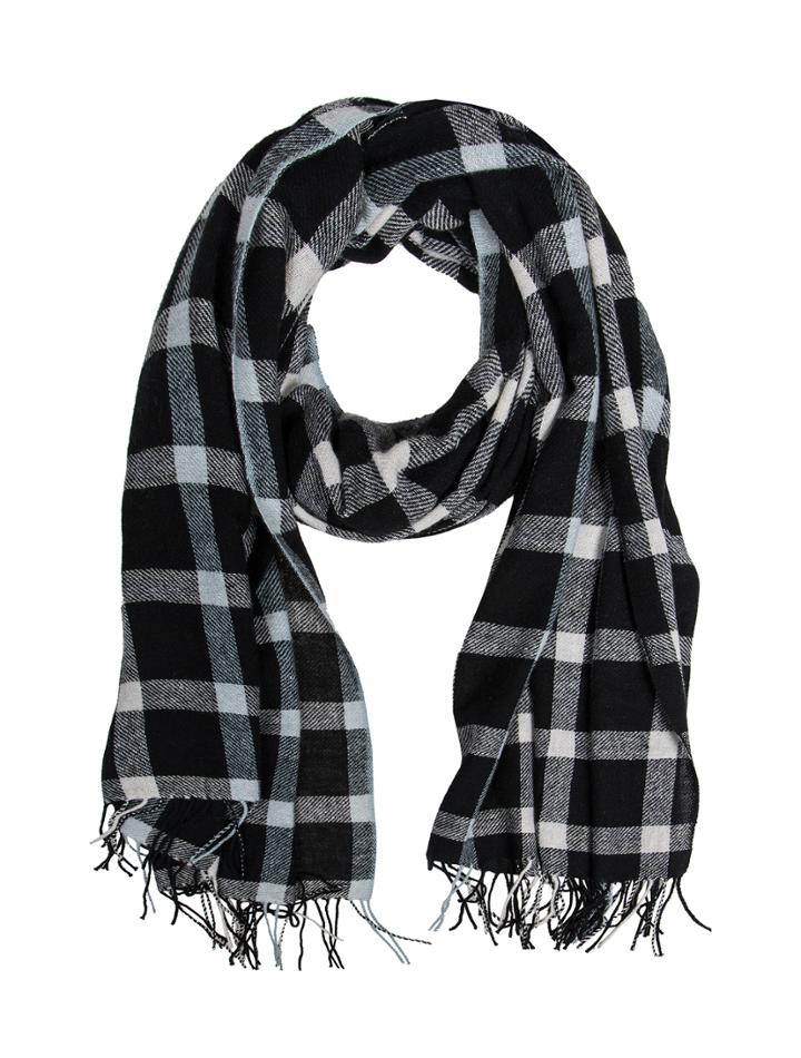 Standard Form - Wool Knit Grid Plaid Scarf
