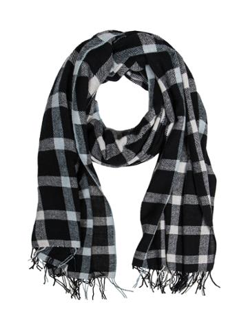 Standard Form - Wool Knit Grid Plaid Scarf