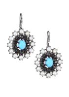 Holly Dyment Turquoise, White Pearl & Diamond Disc Earrings