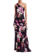 Theia One-shoulder Floral Gown
